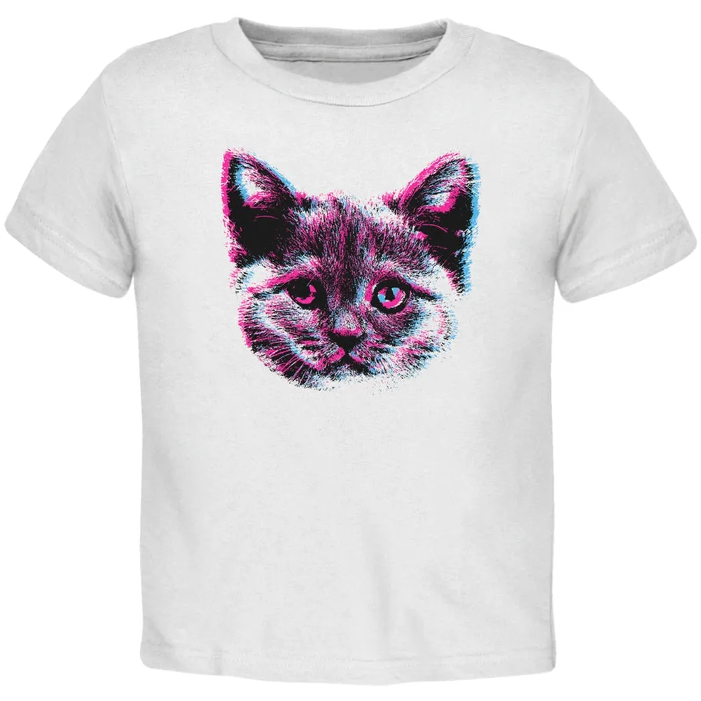 3D Cat Face White Toddler T-Shirt