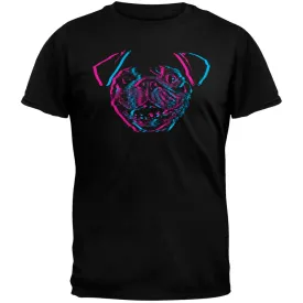 3D Pug Face Black Adult T-Shirt