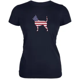 4th of July Patriotic Dog Chihuahua Navy Juniors Soft T-Shirt