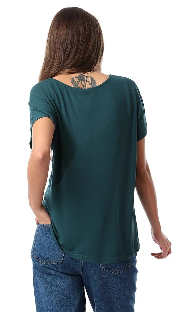 54078 Dark Green Knot Detail T-Shirt