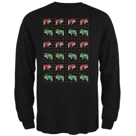 8 Bit Xmas Cat Ugly Sweater Black Adult Long Sleeve T-Shirt