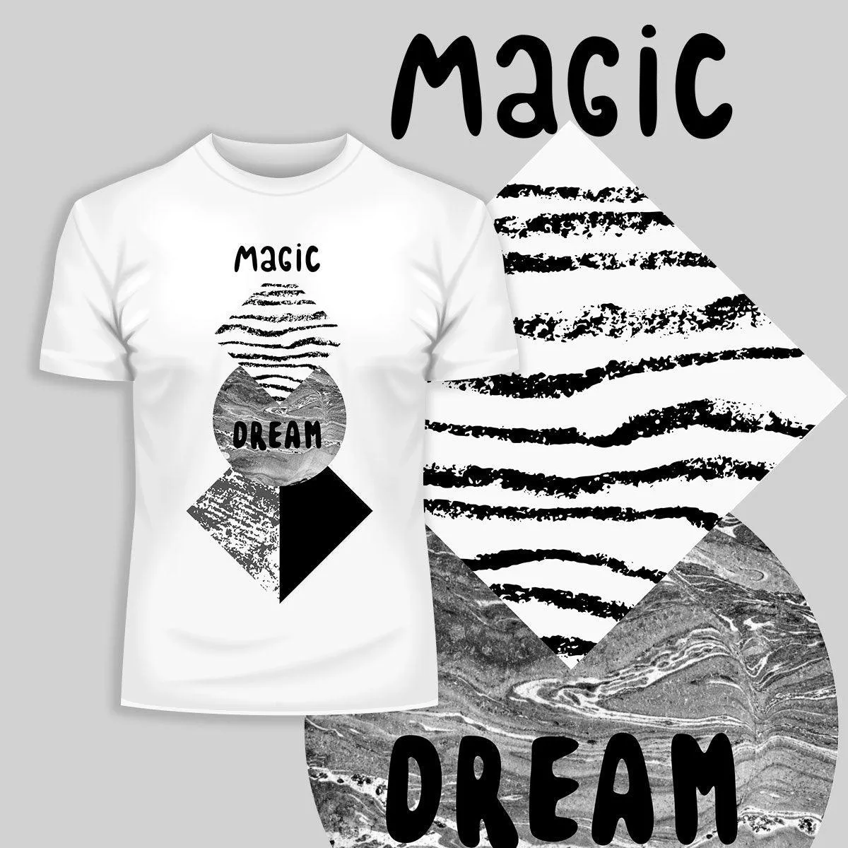 Abstract geometry shapes with watercolor & grunge - Magic Dream T-shirt