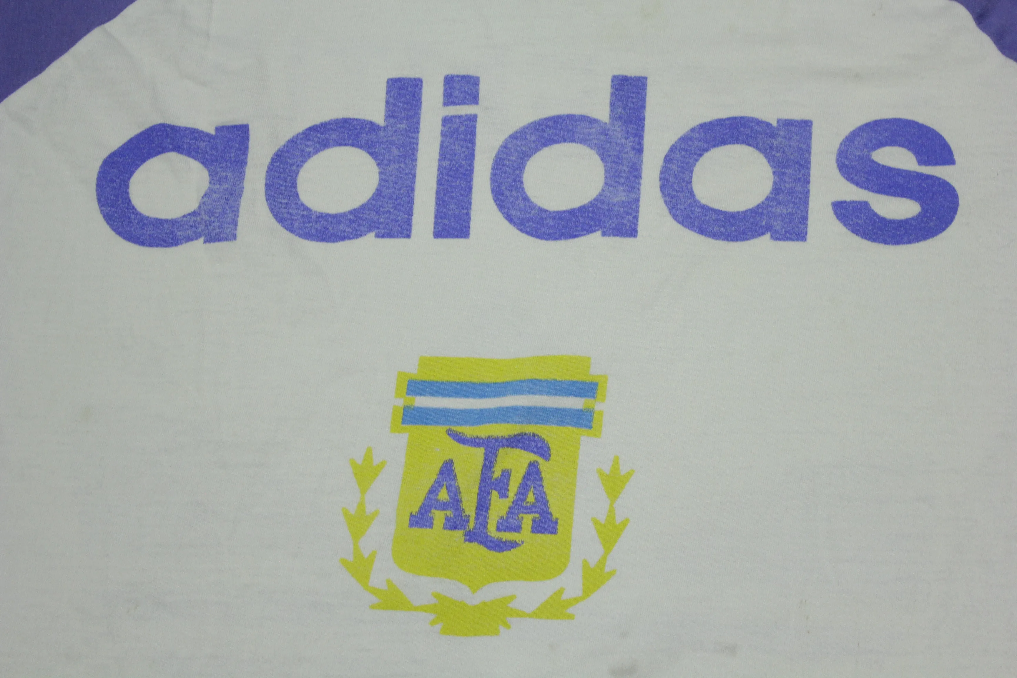 Adidas AFA Argentina Vintage 80's Striped Distressed T-Shirt