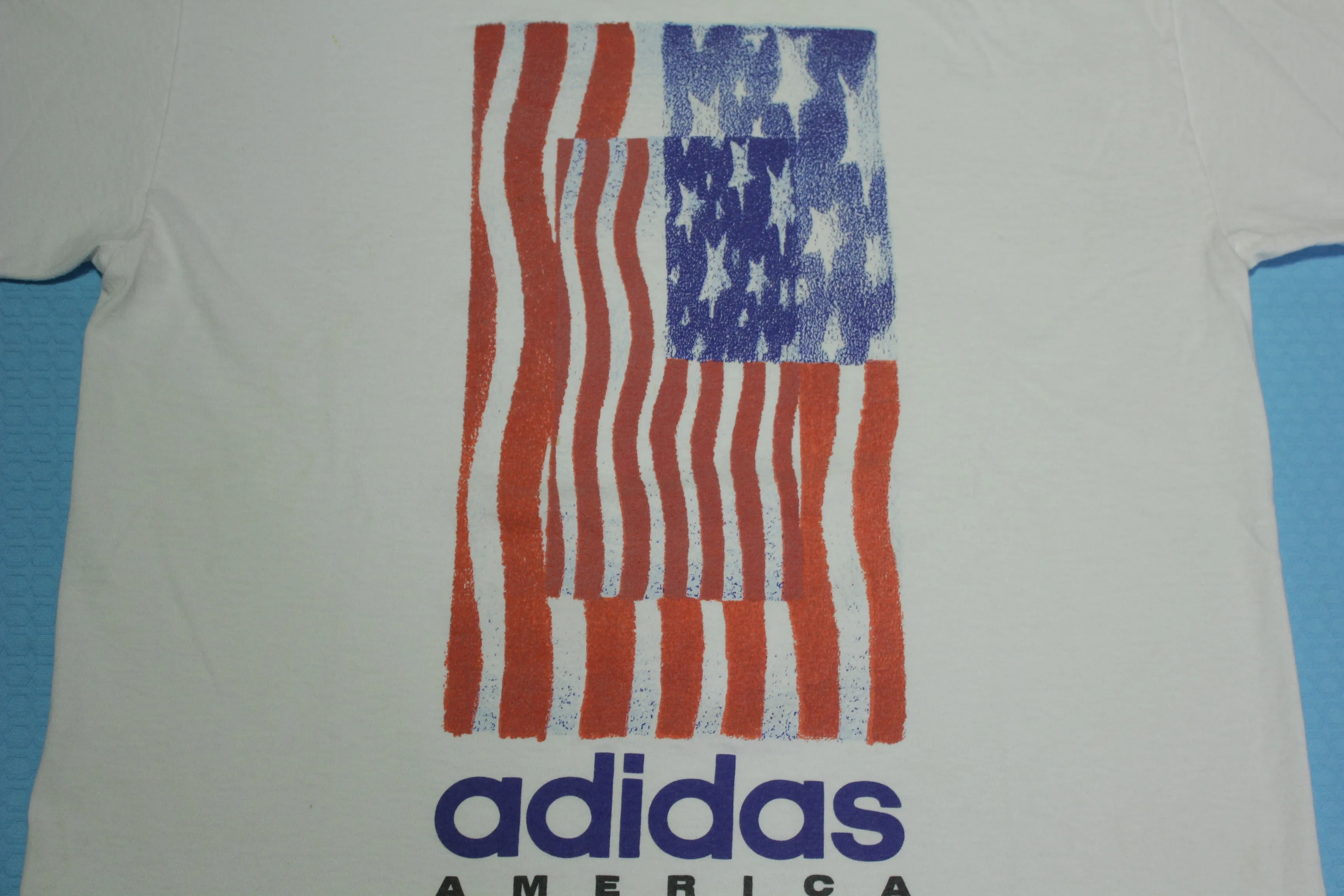 Adidas America Vintage 90's Made in USA Single Stitch Flag T-Shirt