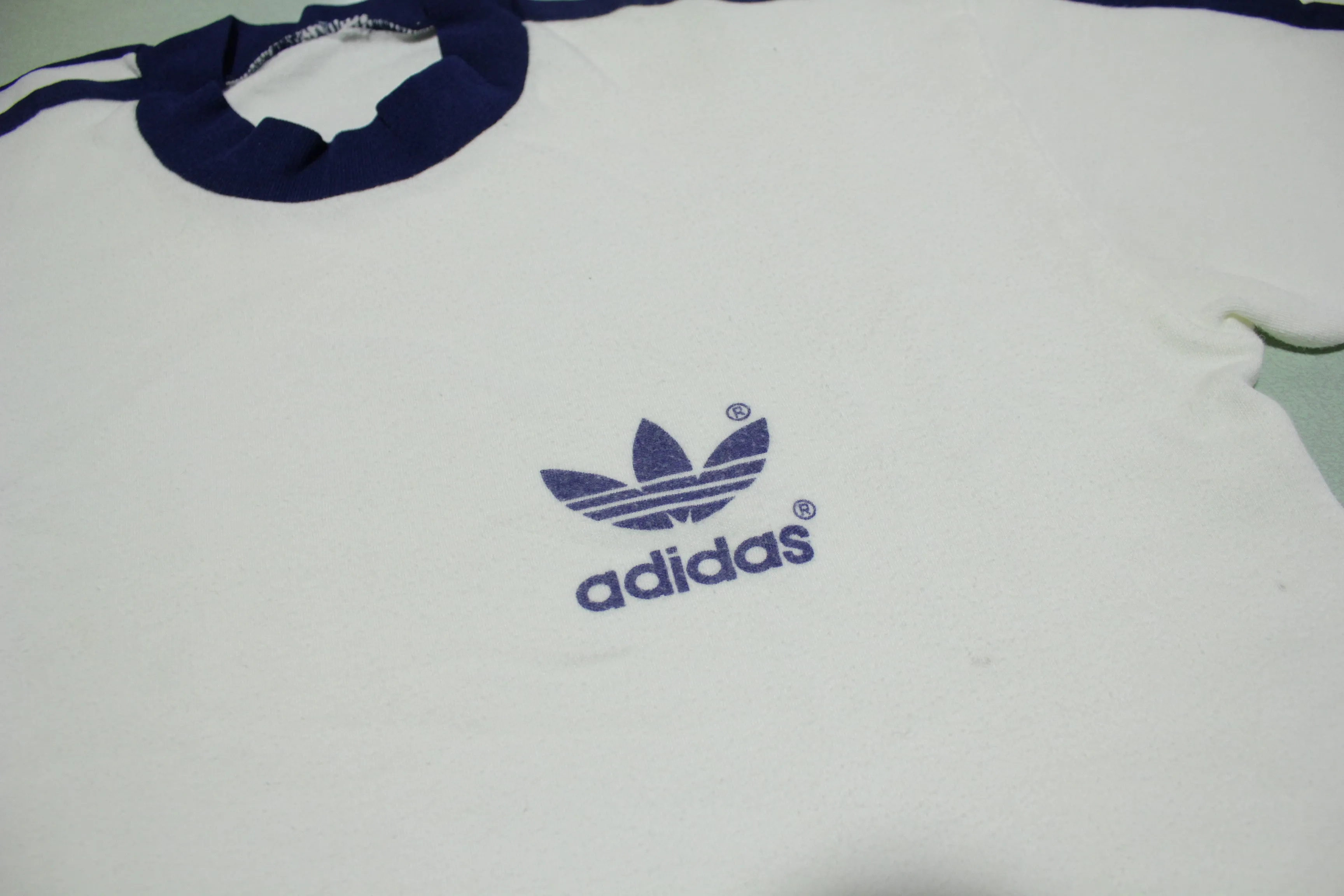 Adidas Vintage 80s Striped Ringer Original Trefoil T-Shirt