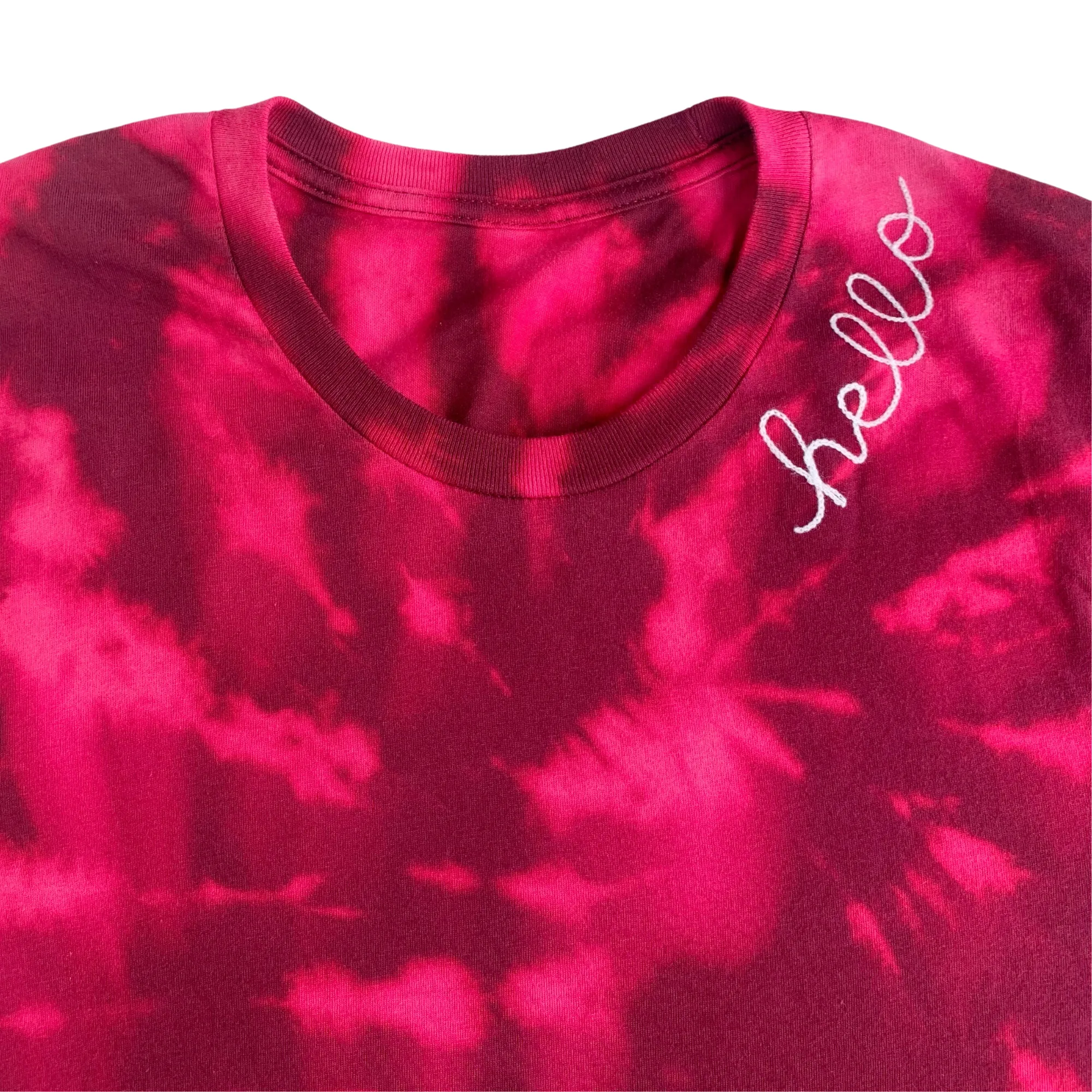 Adult Maroon Tie Dye Chainstitch T-Shirt