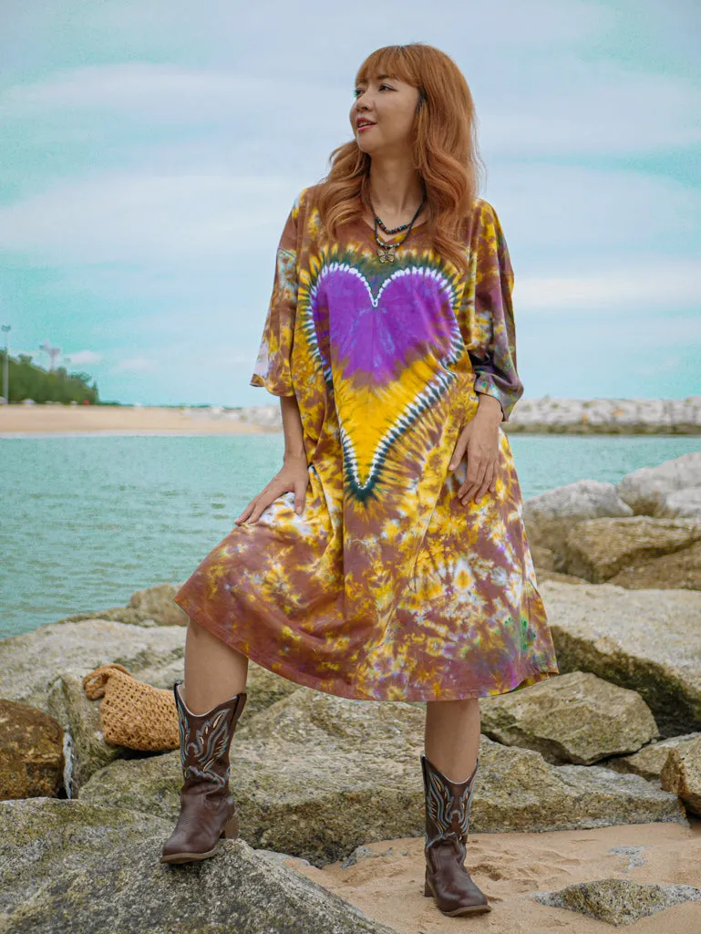 Amber Heart Hippie Oversized Cotton Tunic Shirt Dress