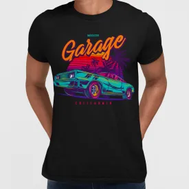 An American muscle car in retro neon style - Garage California