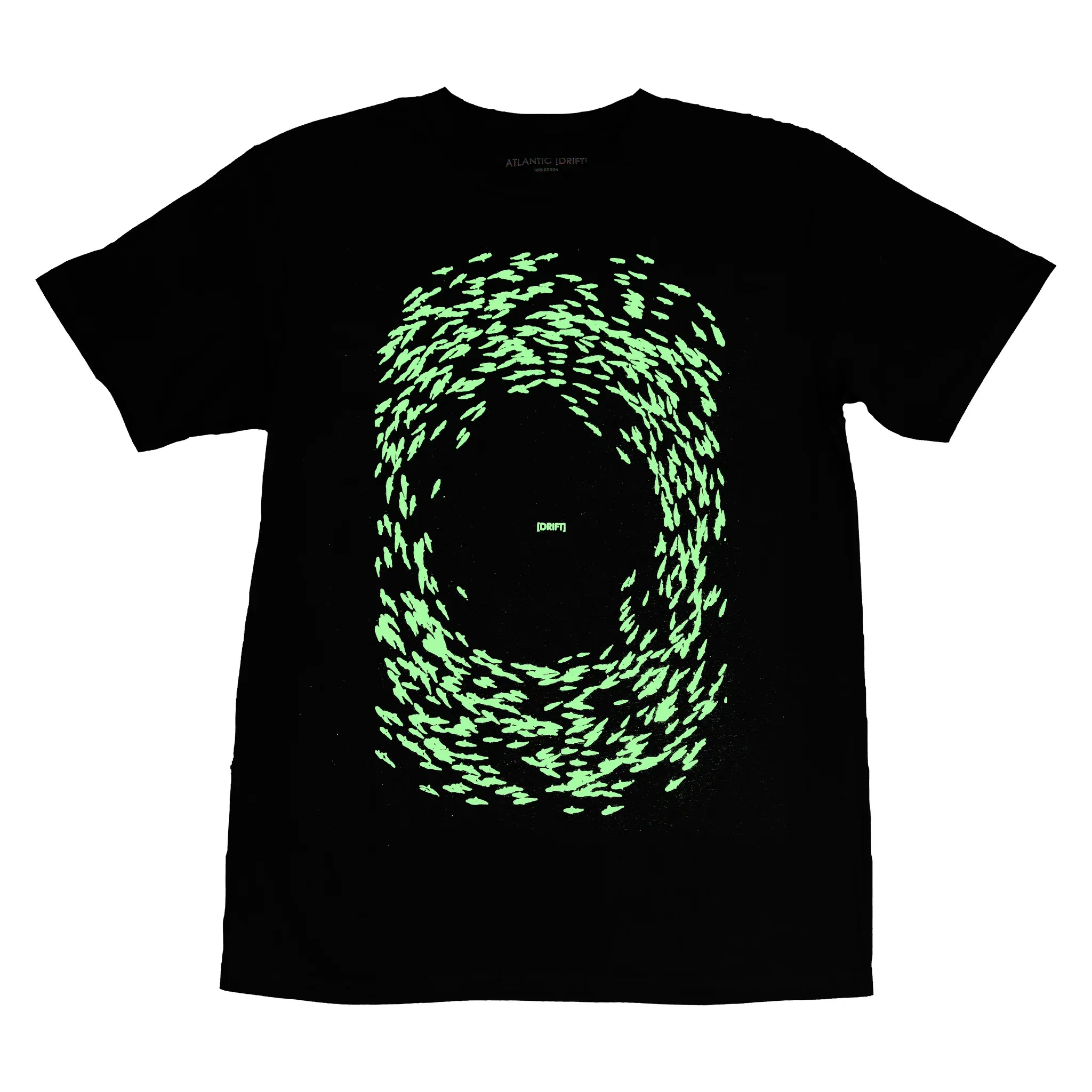 Atlantic Drift Fish-Glo-Tec T-Shirt - Black With Glow In The Dark Print