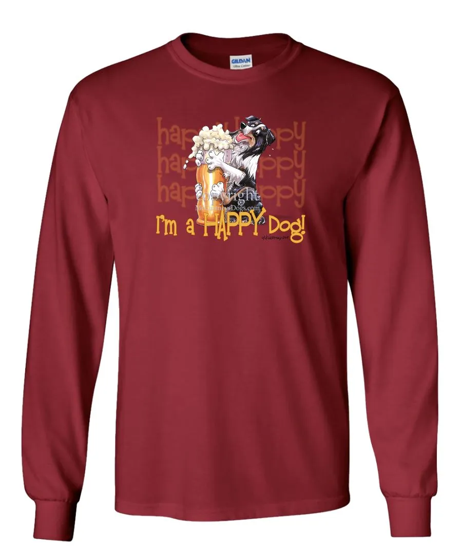 Australian Shepherd  Black Tri - 2 - Who's A Happy Dog - Long Sleeve T-Shirt