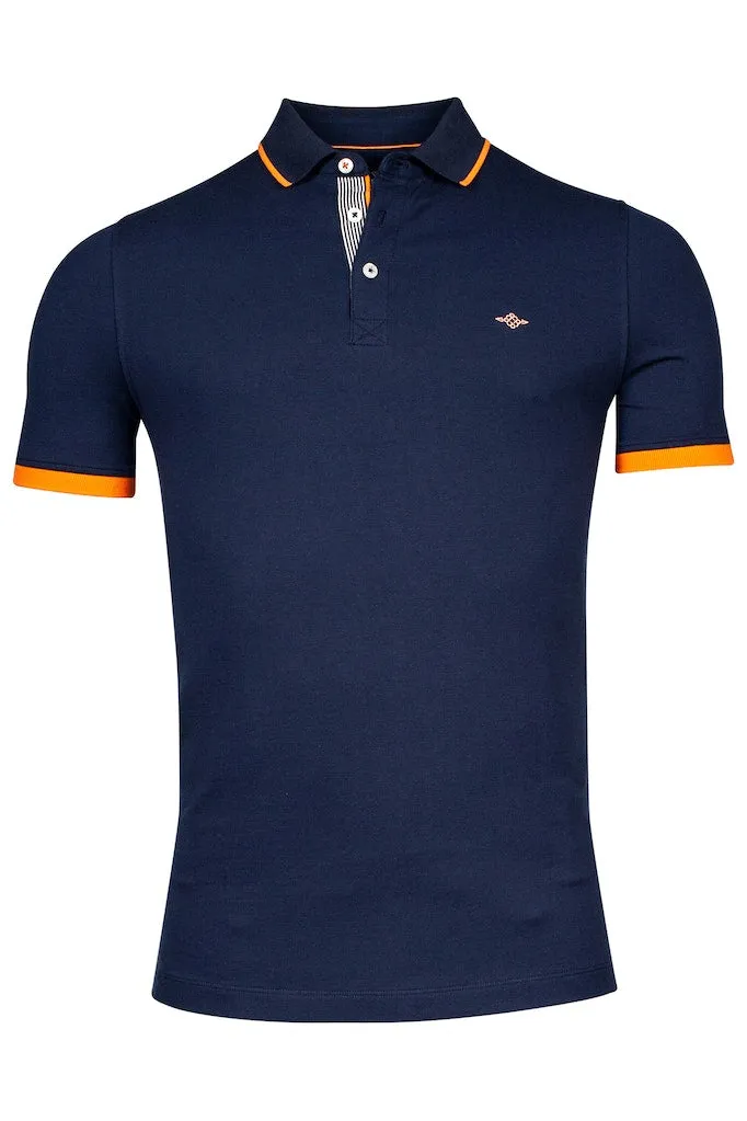 Baileys Tipped Collar Navy Polo Shirt Navy