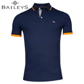 Baileys Tipped Collar Navy Polo Shirt Navy