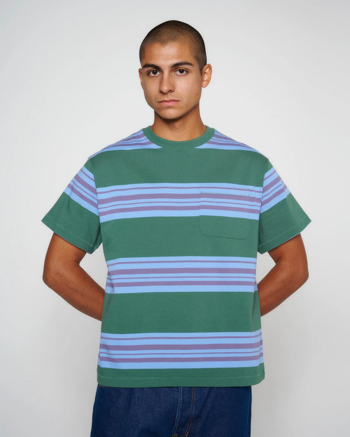 Baker Striped Pocket T-shirt - Green