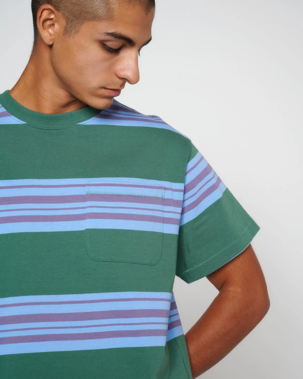 Baker Striped Pocket T-shirt - Green