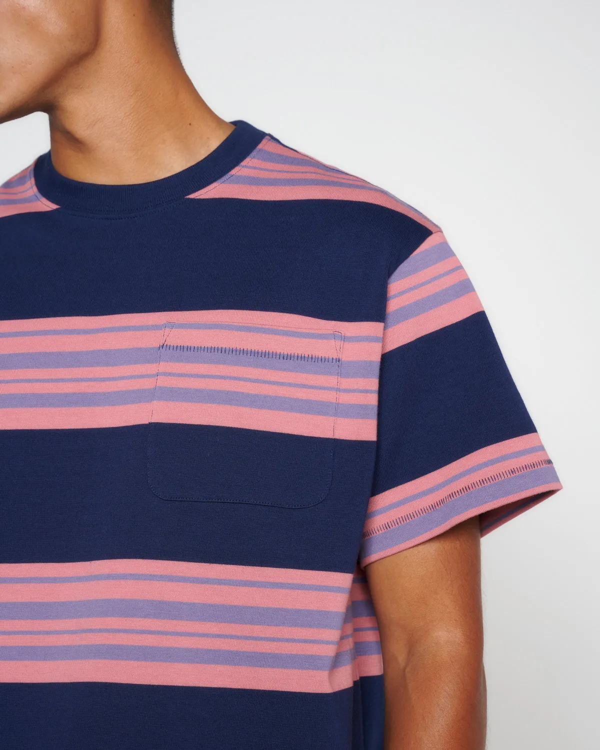 Baker Striped Pocket T-shirt - Navy