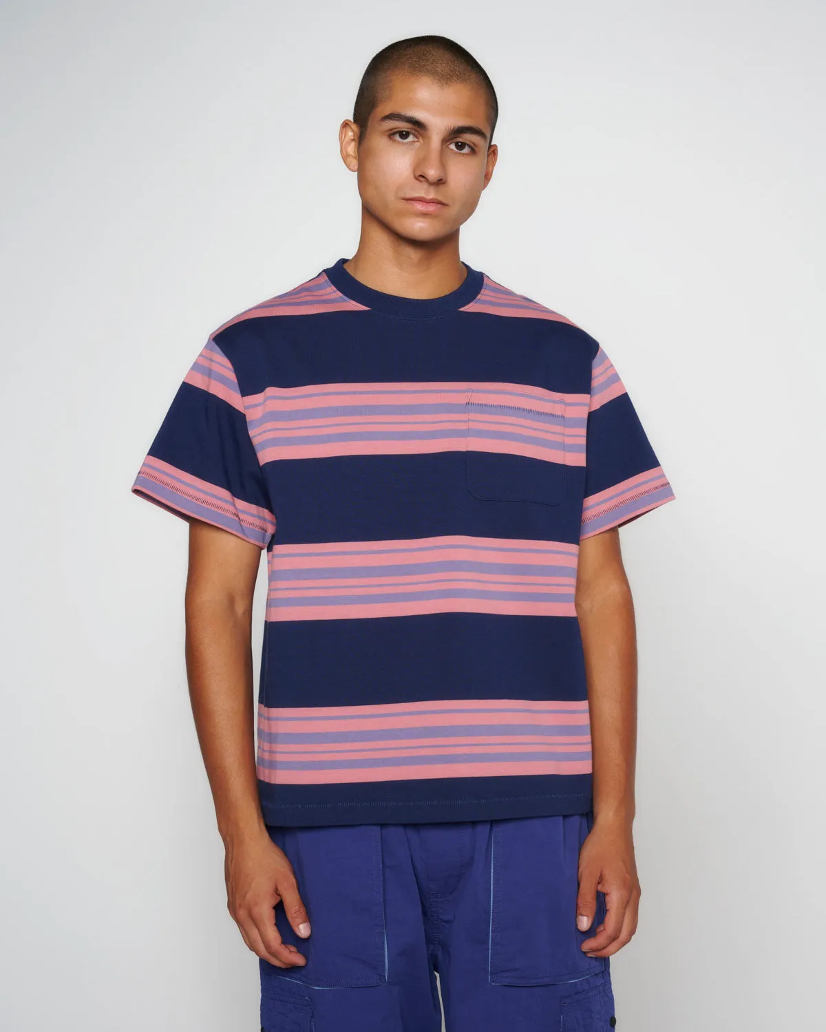 Baker Striped Pocket T-shirt - Navy