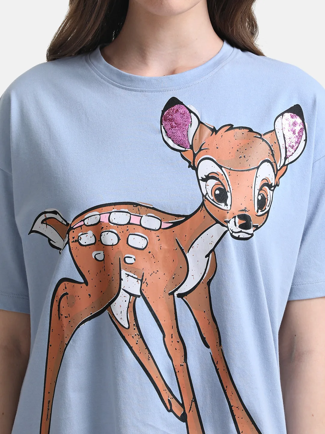 Bambi Printed Graphic T-Shirt With Sequin