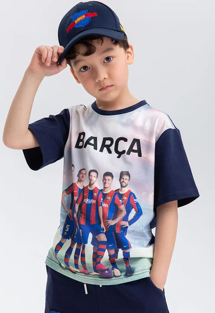 Barcelona Front Print Crew Neck T-Shirt