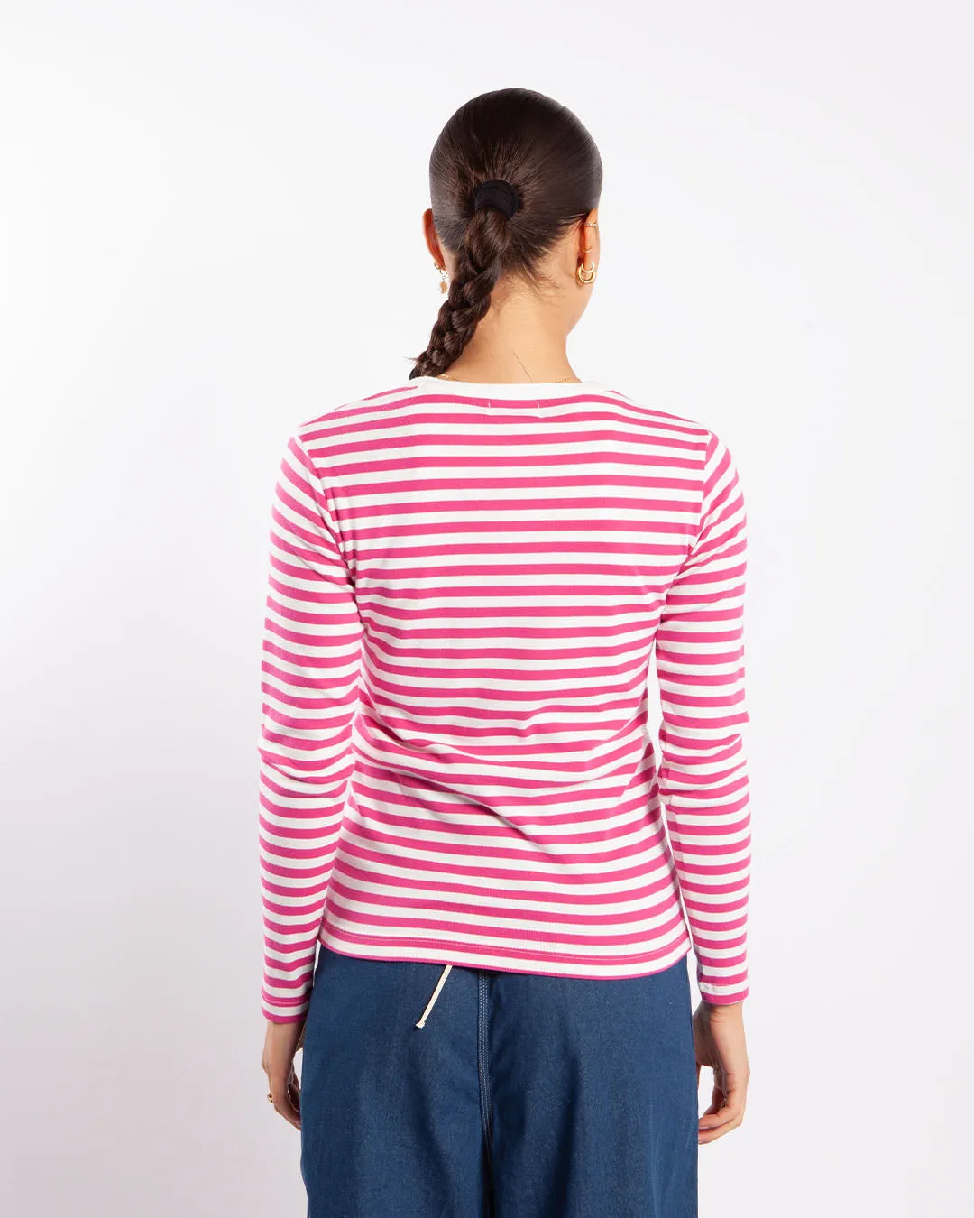 Beams Boy O. Striped Long Sleeve T-Shirt Pink