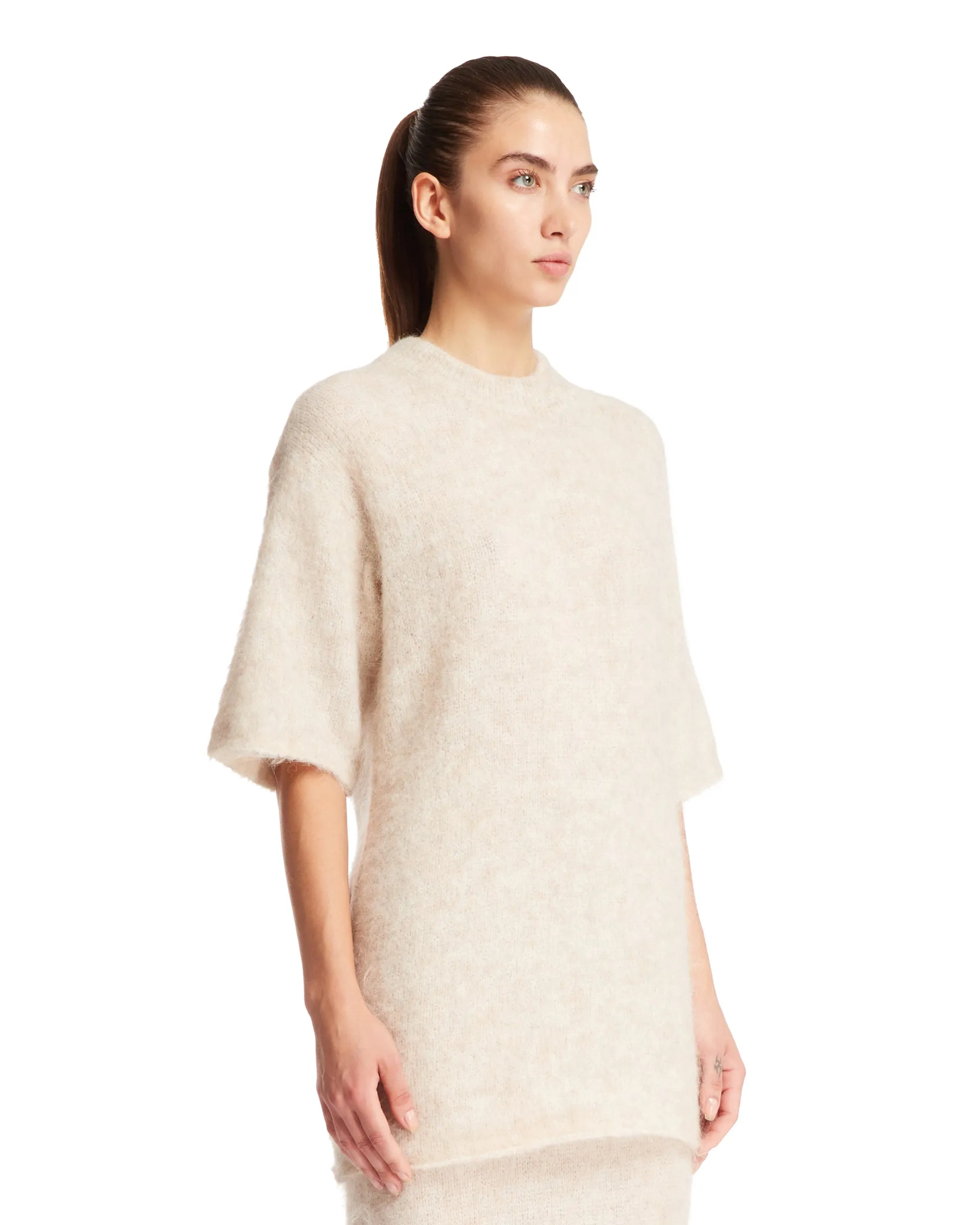 Beige Alpaca Long T-Shirt