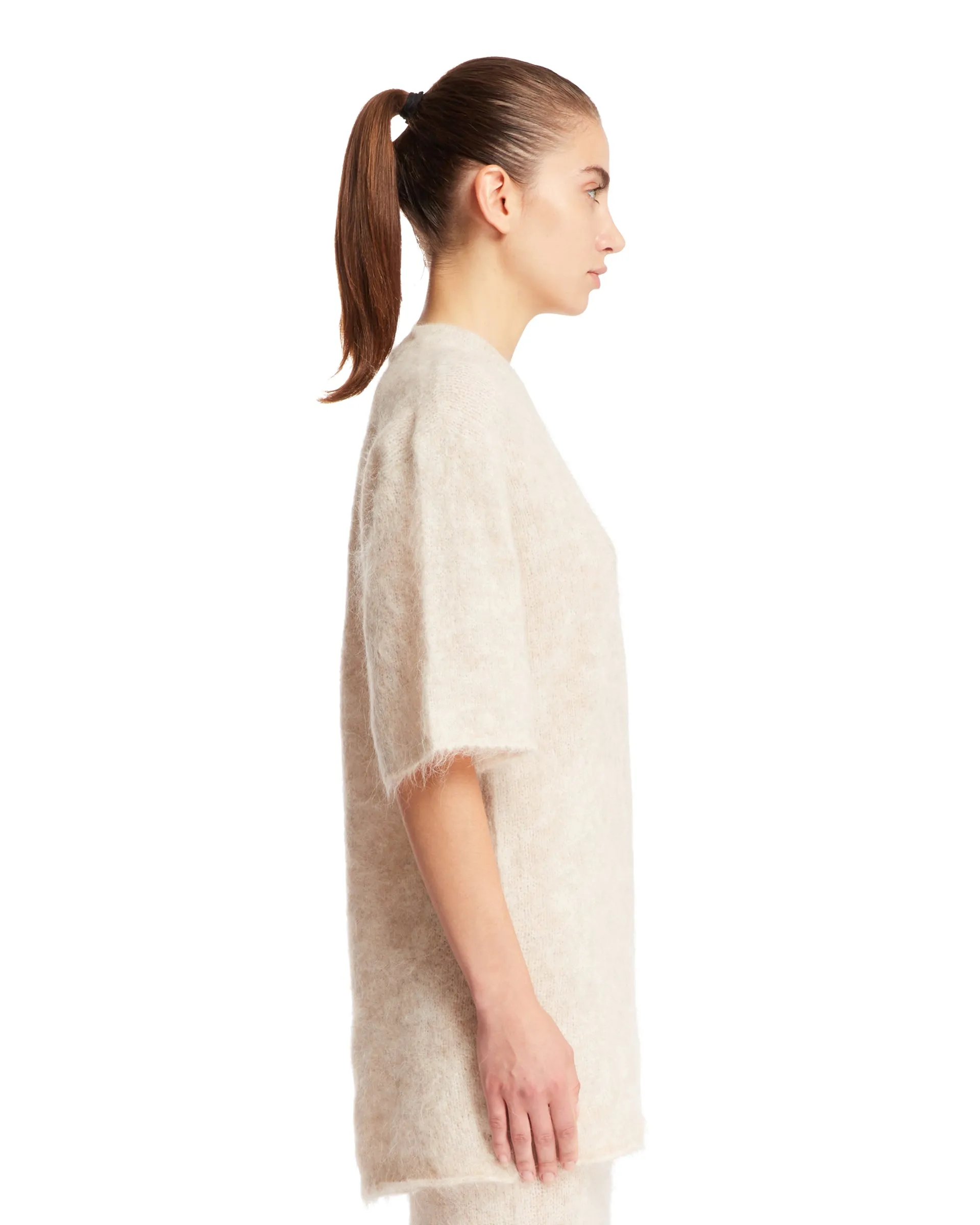 Beige Alpaca Long T-Shirt