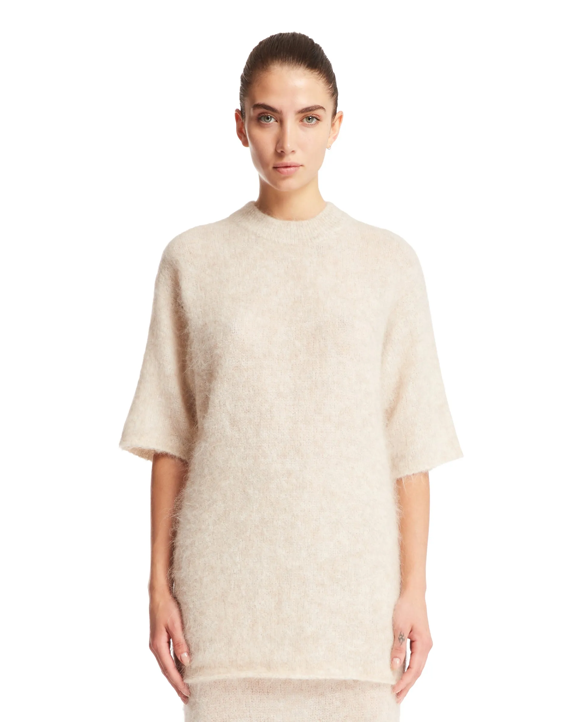 Beige Alpaca Long T-Shirt