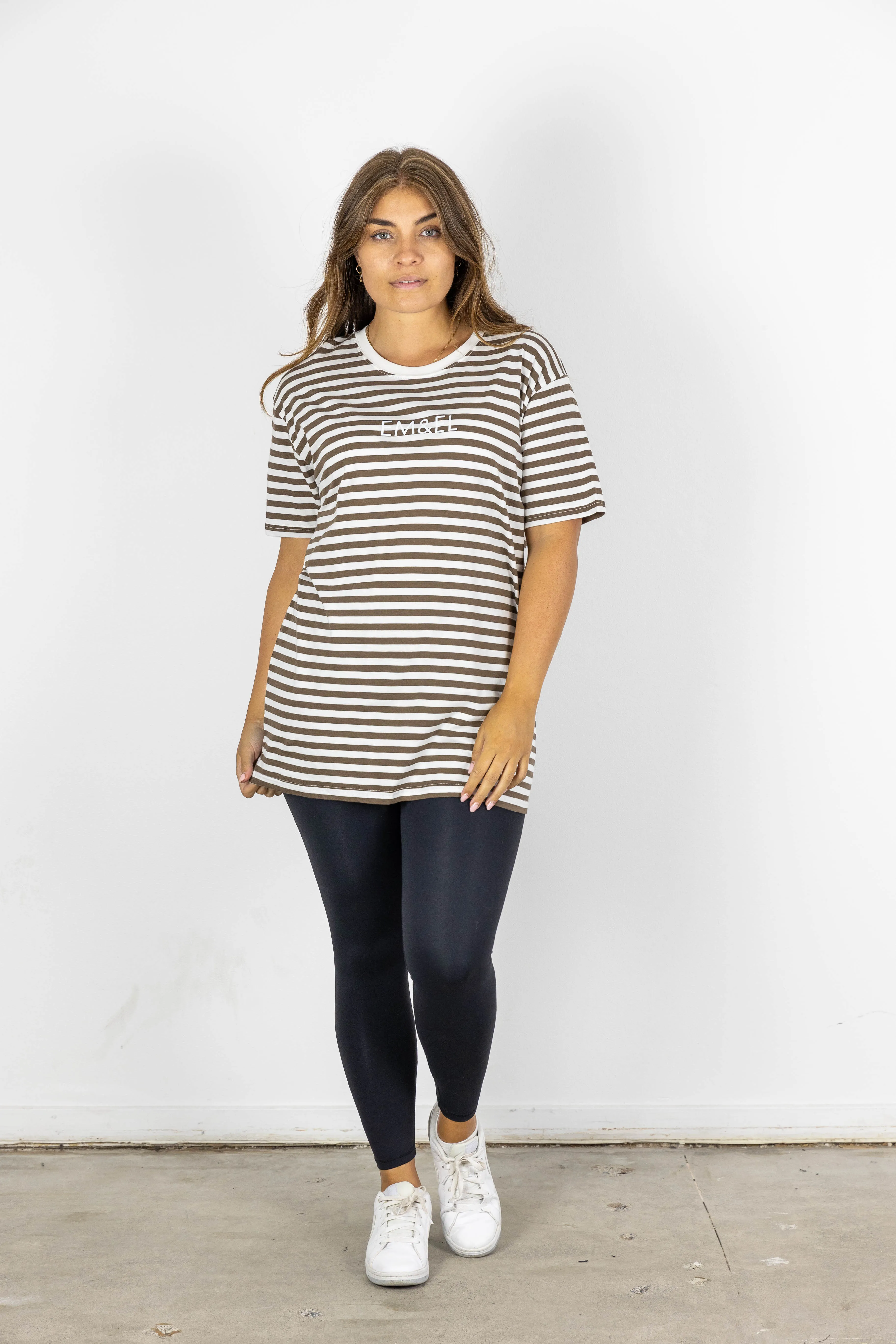 BEN STRIPE TEE BROWN