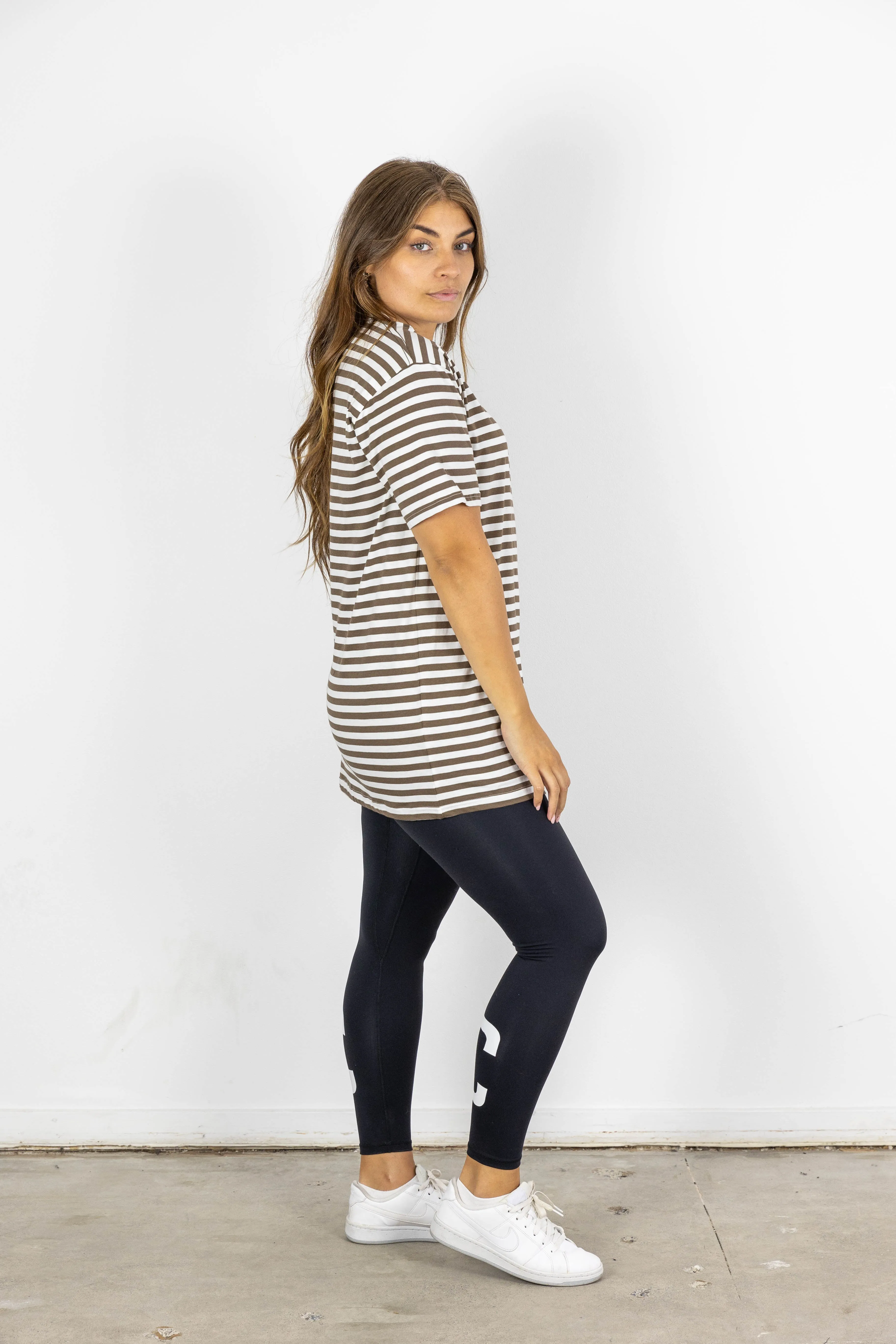 BEN STRIPE TEE BROWN