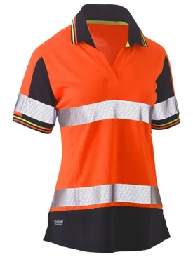 Bisley Womens Hi Vis 2 Tone Taped V Neck S/S Polo BKL1225T