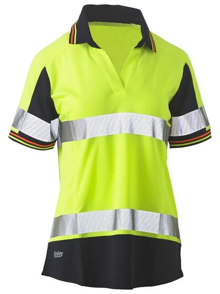 Bisley Womens Hi Vis 2 Tone Taped V Neck S/S Polo BKL1225T