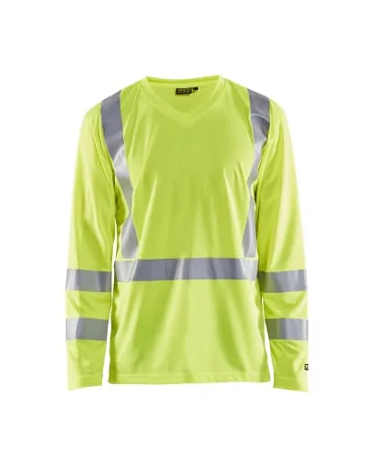 Blaklader High Visibility V-Neck Long Sleeve T-Shirt - 3383