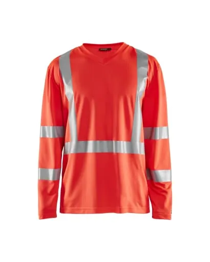 Blaklader High Visibility V-Neck Long Sleeve T-Shirt - 3383