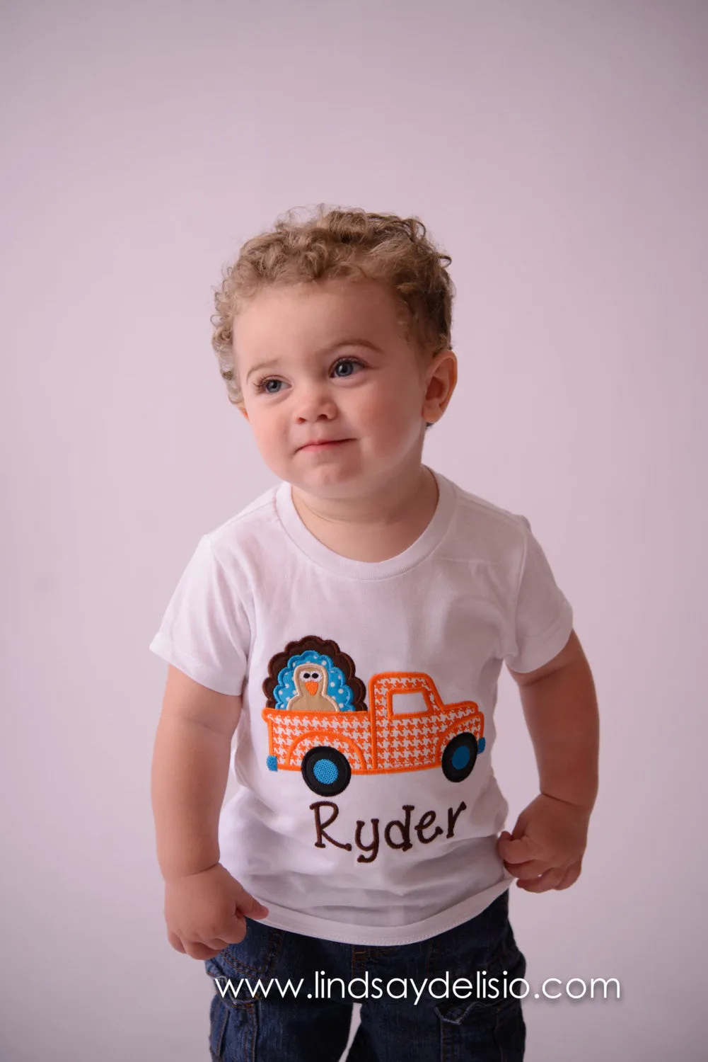 Boys Thanksgiving Turkey bodysuit or Shirt - Turkey shirt for babies, toddler, and children -- Pick Up truck Thanksgiving Shirt