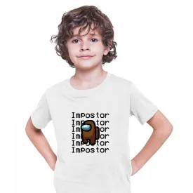 Brown Impostor Among Us Gamer Kids T-shirt Xmas Funny Viral Game Retro Tee