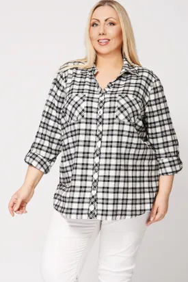 Brushed Cotton Button Up Check Shirt