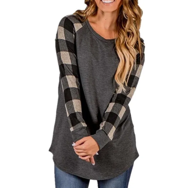 Buffalo Check Raglan Tunic-Length Tee