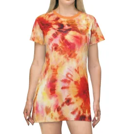 Bynelo Tie And Dye Orange Print T-shirt Dress