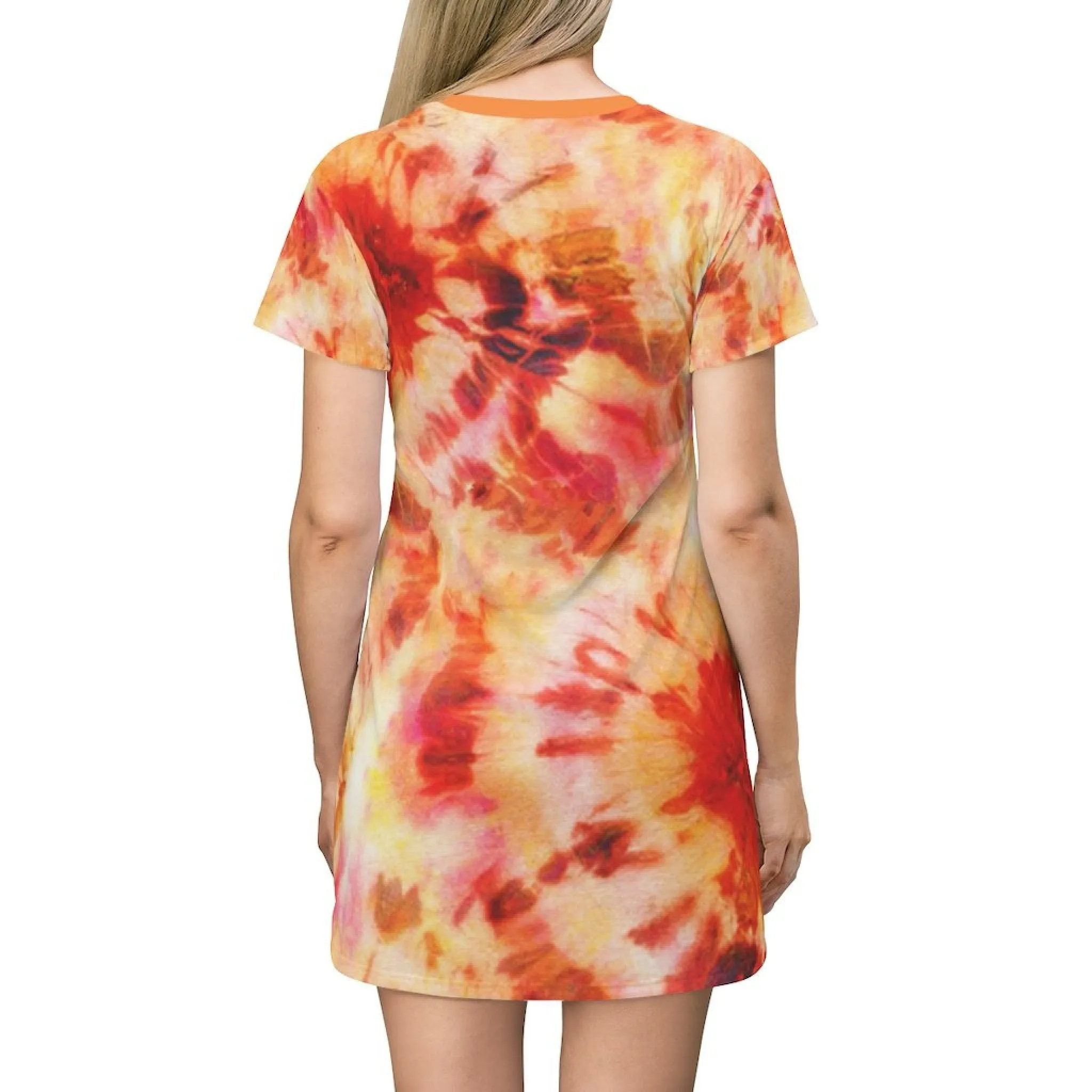 Bynelo Tie And Dye Orange Print T-shirt Dress