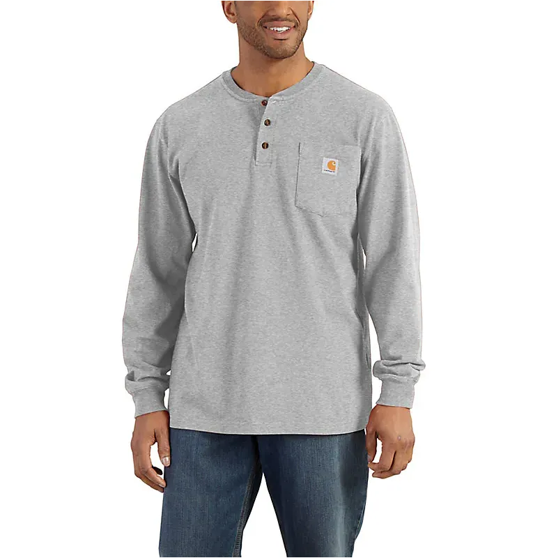 Carhartt - Men’s Loose Fit Heavyweight Long Sleeve Pocket Henley T-Shirt - K128