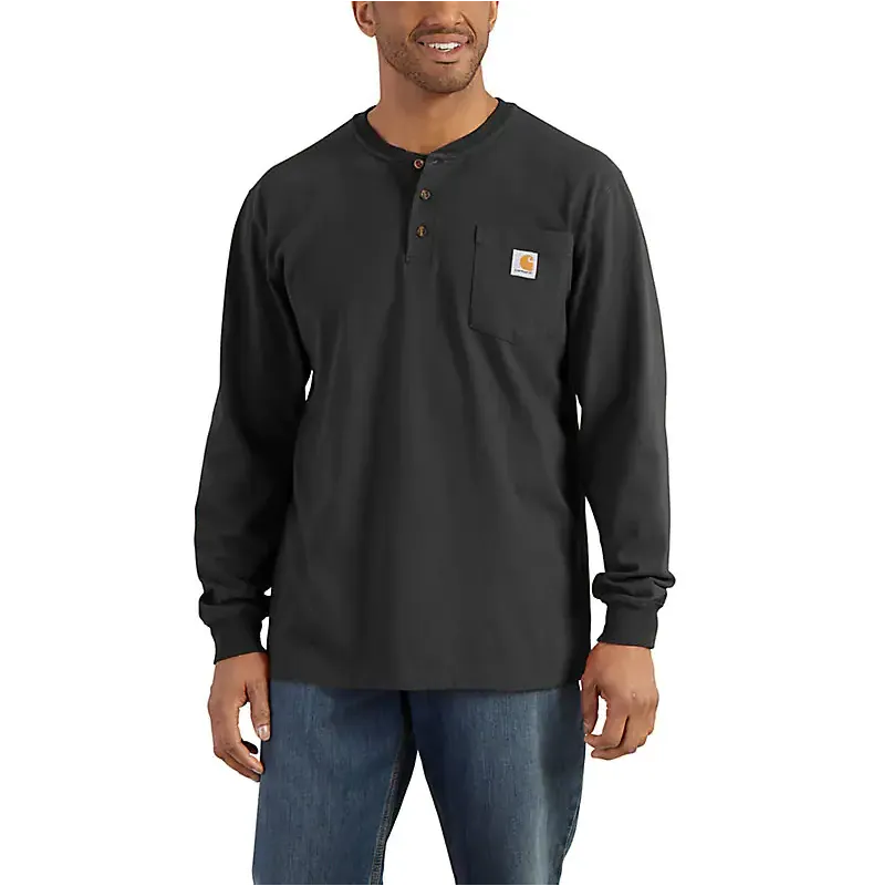 Carhartt - Men’s Loose Fit Heavyweight Long Sleeve Pocket Henley T-Shirt - K128