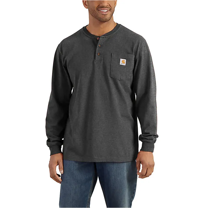 Carhartt - Men’s Loose Fit Heavyweight Long Sleeve Pocket Henley T-Shirt - K128