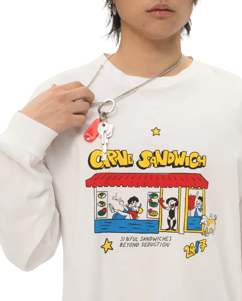 Carne Sandwich Long Sleeves T-shirt White