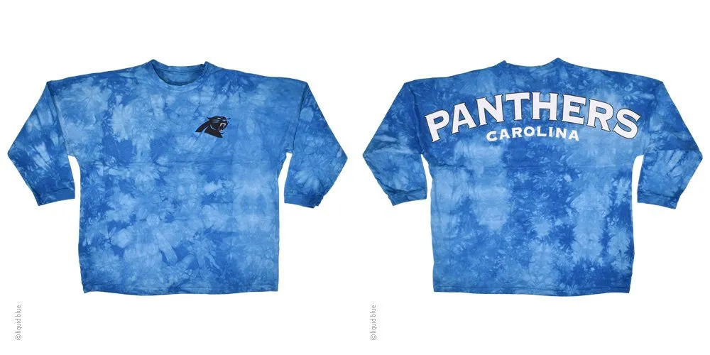 Carolina Panthers Logo Tie Dye Sweeper Long Sleeve Oversized Top Shirt Jersey