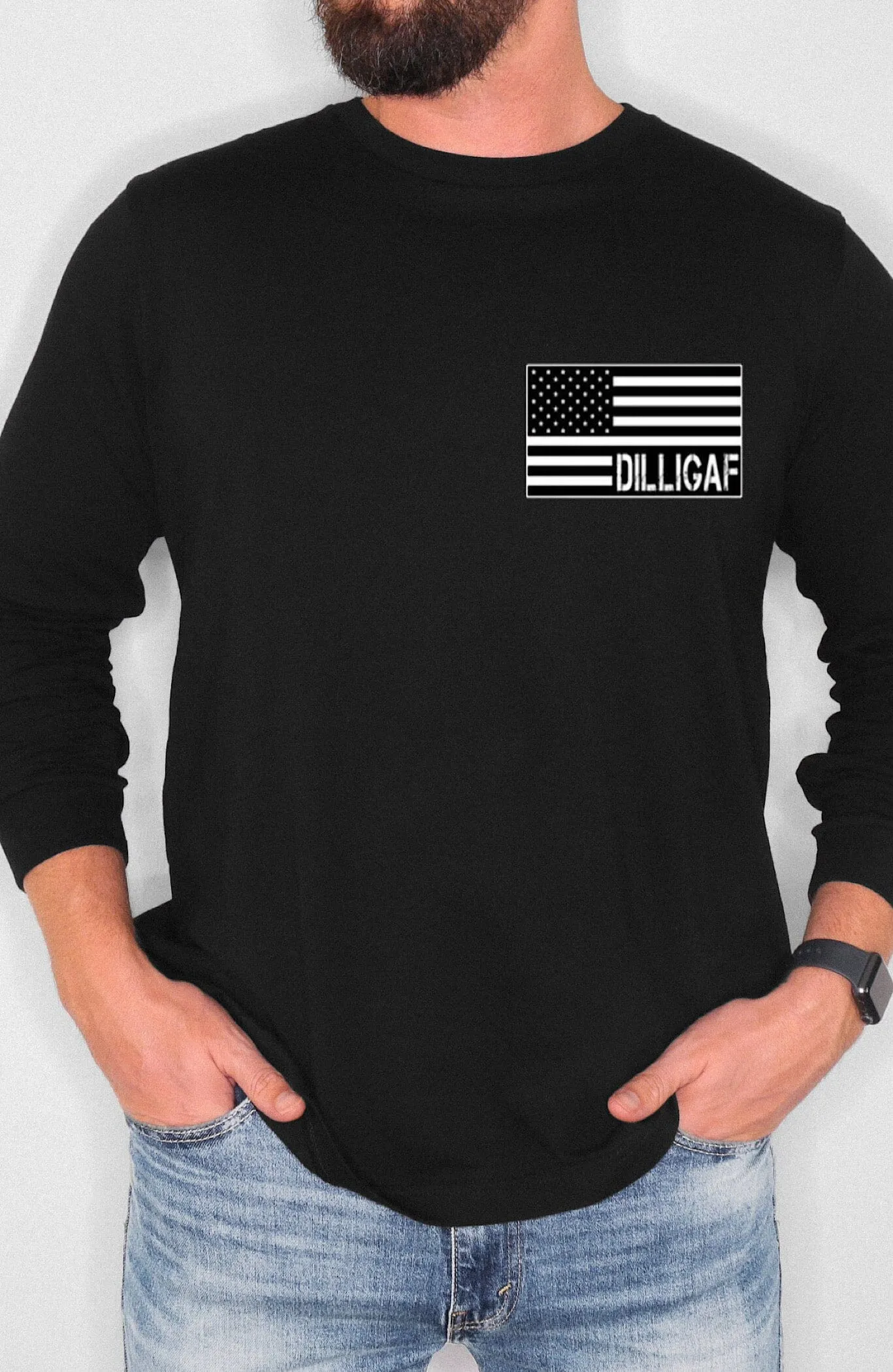 Dilligaf Support and Defend Black Longsleeve