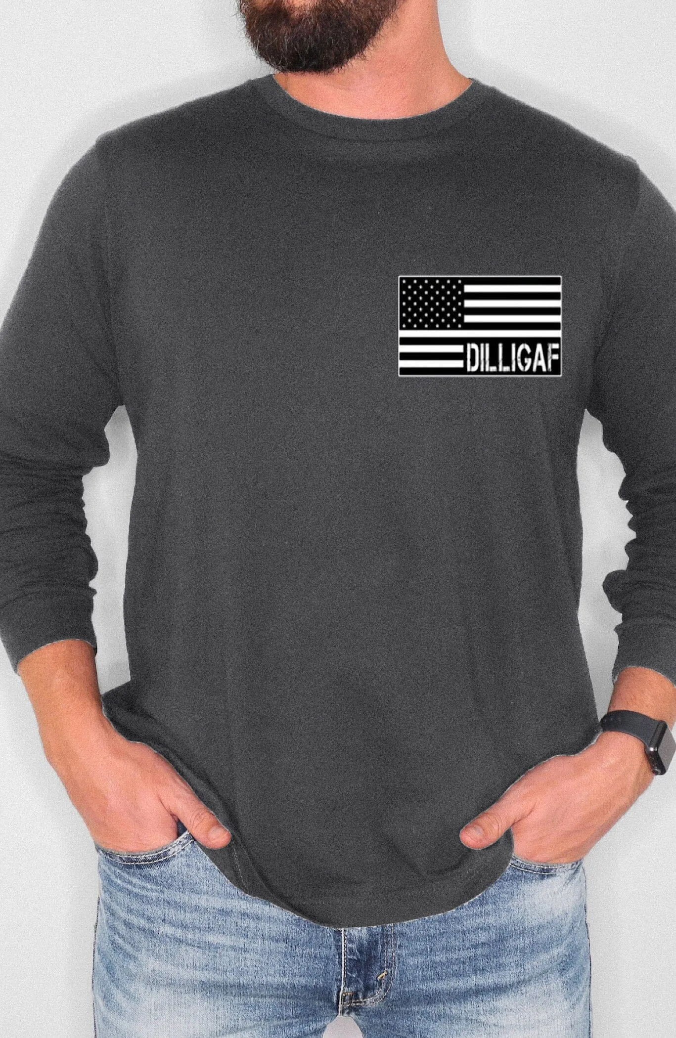 Dilligaf Support and Defend Black Longsleeve