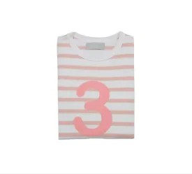 Dusty Pink & White Breton Striped T-Shirt -  Number 3