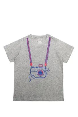 ELEPH T-SHIRT CAMERA : Grey / Blue