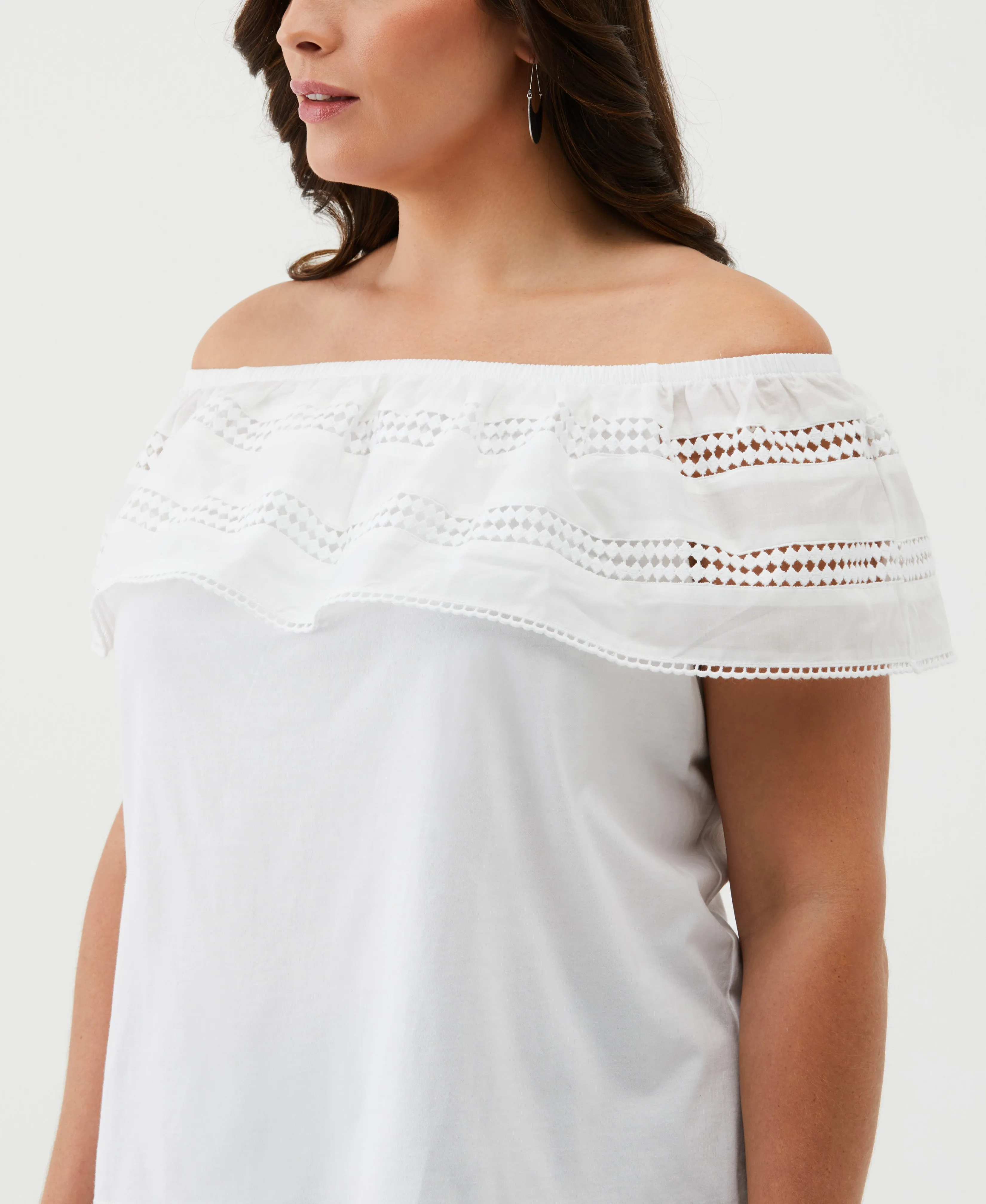 Embroidered Off The Shoulder Top