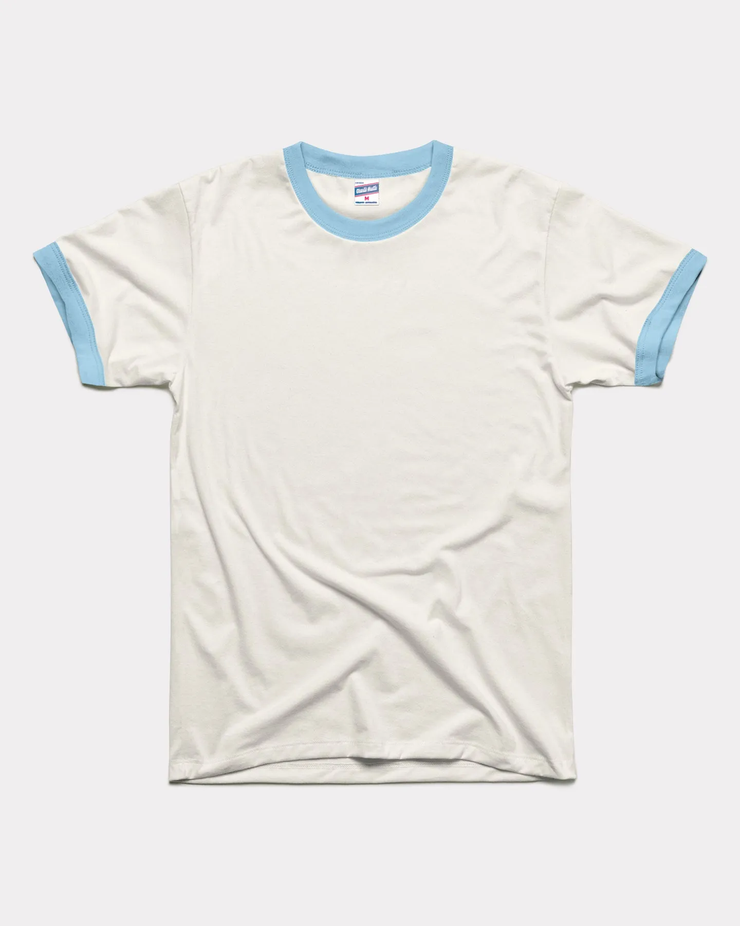 Essential White & Powder Blue Unisex Ringer