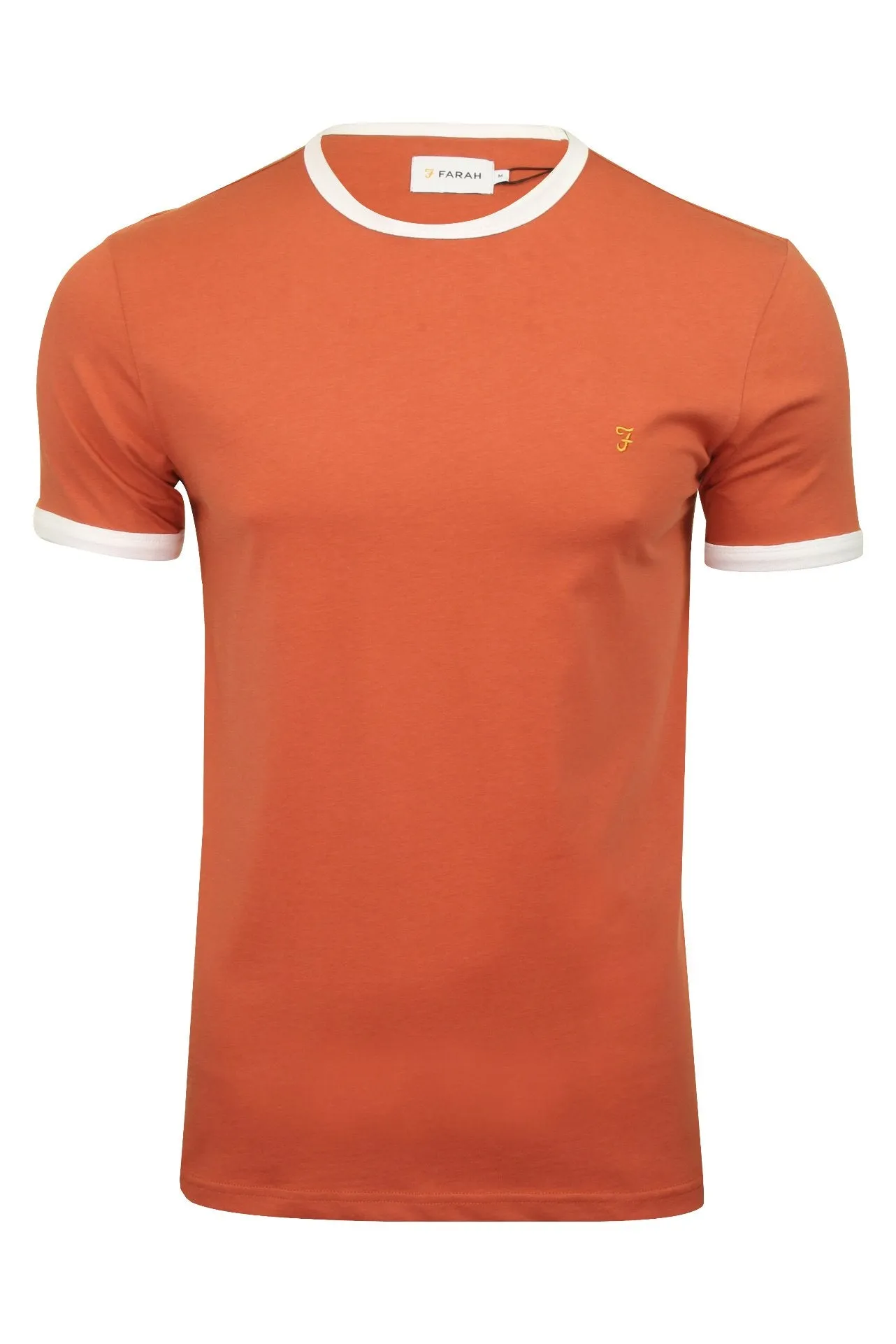 Farah Mens Crew Neck T-Shirt 'Groves Ringer Tee' - Short Sleeved